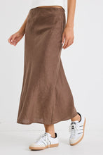 Load image into Gallery viewer, Bliss Chocolate Linen Bias Midi Skirt

