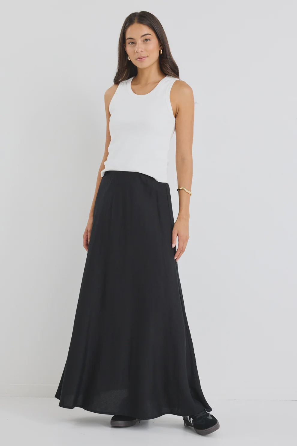 Lagos Black  Linen Bias Cut Maxi Skirt