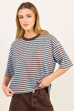 Load image into Gallery viewer, Cohesion Ice Blue Oversized Contrast Binding Boxy SS Tee
