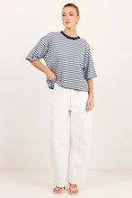 Load image into Gallery viewer, Cohesion Ice Blue Oversized Contrast Binding Boxy SS Tee
