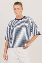 Load image into Gallery viewer, Cohesion Ice Blue Oversized Contrast Binding Boxy SS Tee
