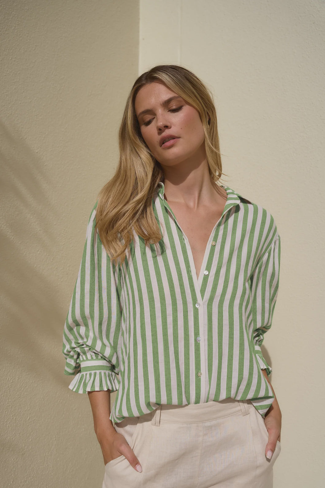 Connection Moss Stripe LS Shirt Moss Stripe