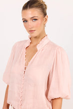 Load image into Gallery viewer, Continuance Blush Ramie High Neck Button SS Top Blush
