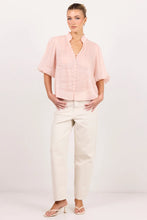 Load image into Gallery viewer, Continuance Blush Ramie High Neck Button SS Top Blush

