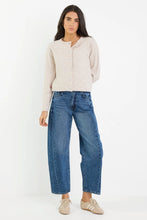 Load image into Gallery viewer, Crest Oat Marle Crewneck Cardigan
