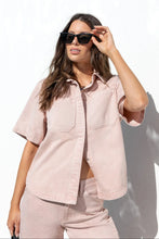 Load image into Gallery viewer, Crucial Pale Pink Denim Short Sleeve Shacket
