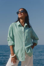 Load image into Gallery viewer, You Got This Green Stripe Cotton Oversized Shirt
