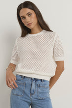 Load image into Gallery viewer, Dapple Ivory Boxy Knit Lace Tee

