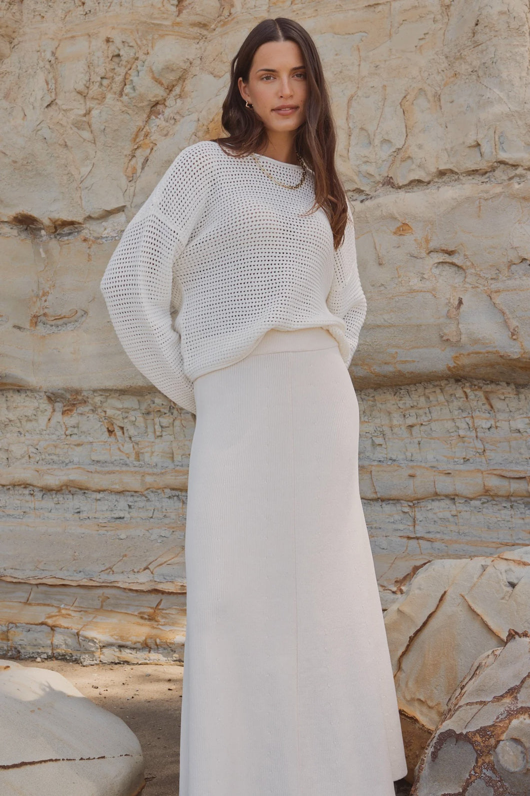 Dawn Crochet Knit Jumper Ivory