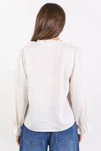 Load image into Gallery viewer, Decorate Ivory Black Stripe Frill Front Top
