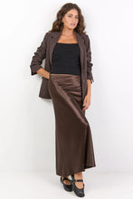 Load image into Gallery viewer, Prodigy Chocolate Satin Bias Maxi Skirt
