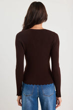 Load image into Gallery viewer, Ditto Chocolate Button Front Rib Knit Long Sleeve Top
