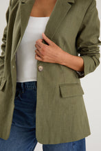 Load image into Gallery viewer, Dock Soft Khaki Ramie Rolled Sleeve Blazer
