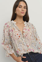 Load image into Gallery viewer, Encounter Cream Floral Button Front Top
