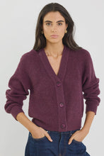 Load image into Gallery viewer, Essence Plum V Neck Rib Knit Cardigan
