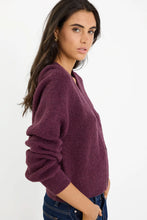 Load image into Gallery viewer, Essence Plum V Neck Rib Knit Cardigan
