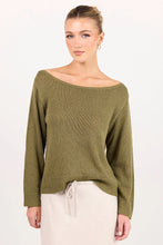 Load image into Gallery viewer, Eventide Khaki Off Shoulder Long Sleeve Jumper

