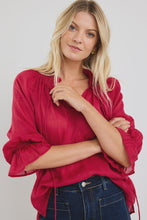 Load image into Gallery viewer, Expedition Raspberry  shirred Neck Short Sleeve Top
