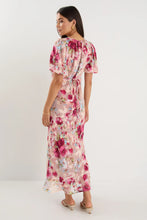 Load image into Gallery viewer, Exquisite Painted Rose Puff Sleeve Midi Dress
