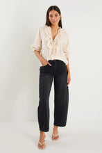 Load image into Gallery viewer, Garnish Cream Black Polka Dot Frill Front Mid Sleeve Top
