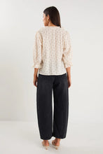 Load image into Gallery viewer, Garnish Cream Black Polka Dot Frill Front Mid Sleeve Top
