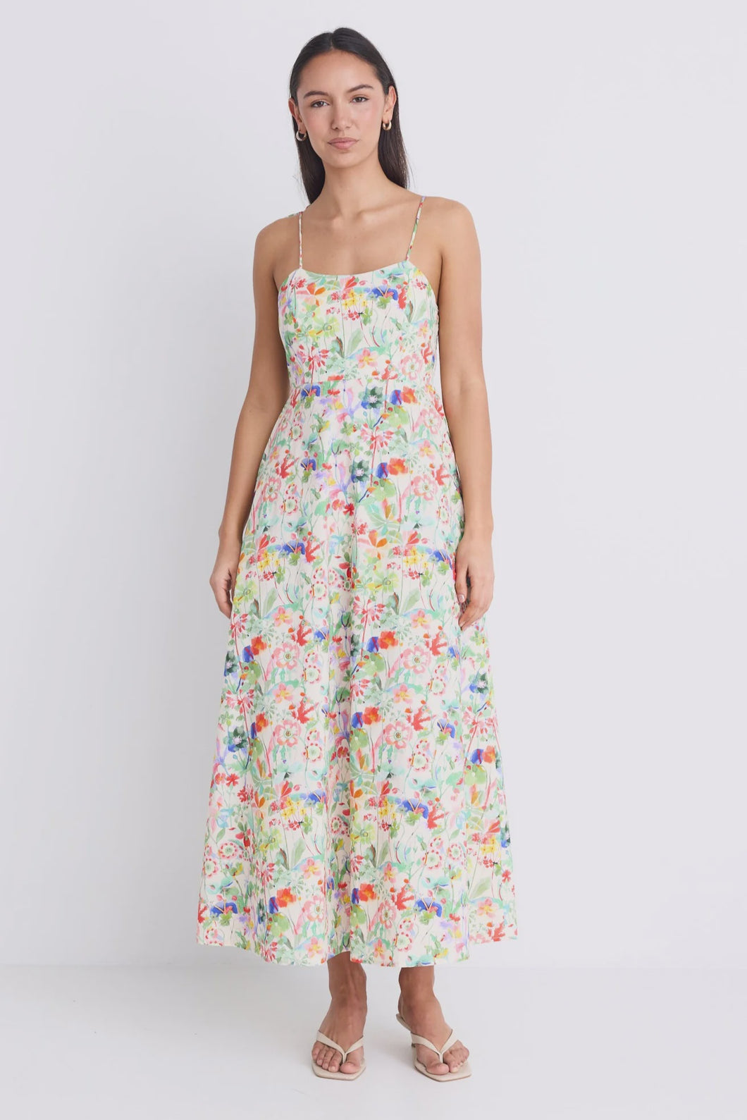 Gaze Wild Botanical Strappy Maxi Dress