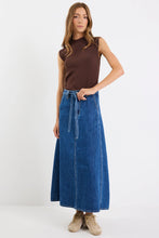 Load image into Gallery viewer, Dockside Storm Blue Denim Tie Front Maxi Skirt
