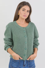 Load image into Gallery viewer, Highlight Sage Mohair Blend Crewneck Cardigan

