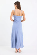 Load image into Gallery viewer, Hologram Electric Blue Mini Gingham Strappy Bias Slip Maxi Dress
