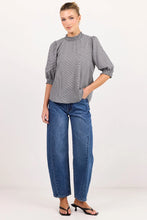 Load image into Gallery viewer, Influential Black White Mini Gingham High Neck Top

