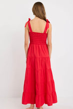 Load image into Gallery viewer, Isabella Cherry Red Cotton Poplin Strappy Tiered Maxi
