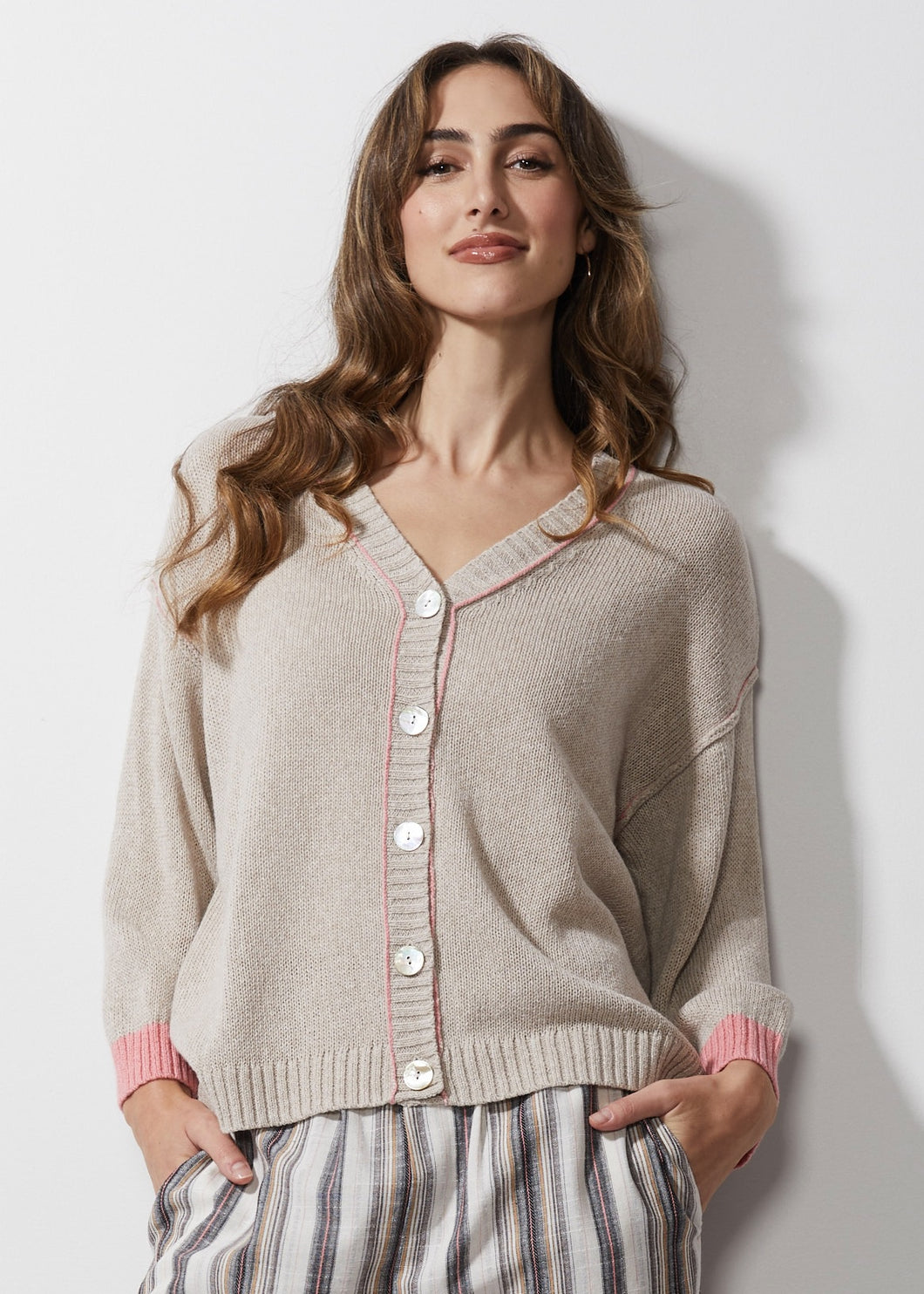 Chunky Linen Cardi Flax