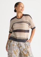 Load image into Gallery viewer, Stripe Lace Top Graphite
