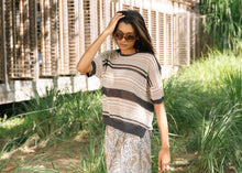Load image into Gallery viewer, Stripe Lace Top Graphite
