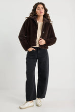 Load image into Gallery viewer, Lodge Chocolate Faux Fur Jacket
