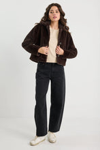 Load image into Gallery viewer, Lodge Chocolate Faux Fur Jacket
