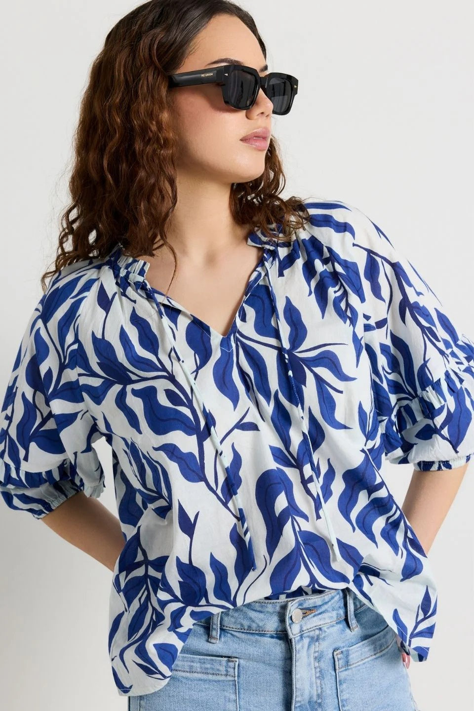 Luminary  Blue Porcelain V Neck Top