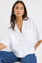 Load image into Gallery viewer, Meander White Linen Boxy SS Shirt
