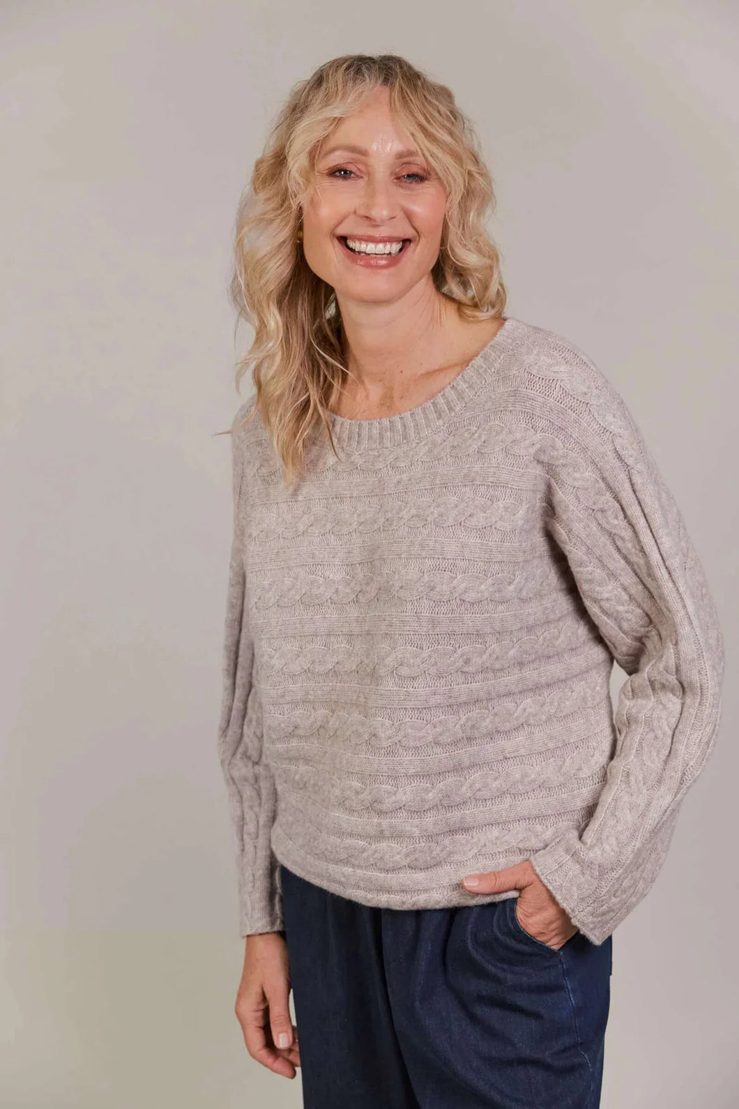 Merano Cable Knit Flax