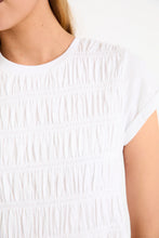 Load image into Gallery viewer, Neat White Slub Shirred Detail SS Tee
