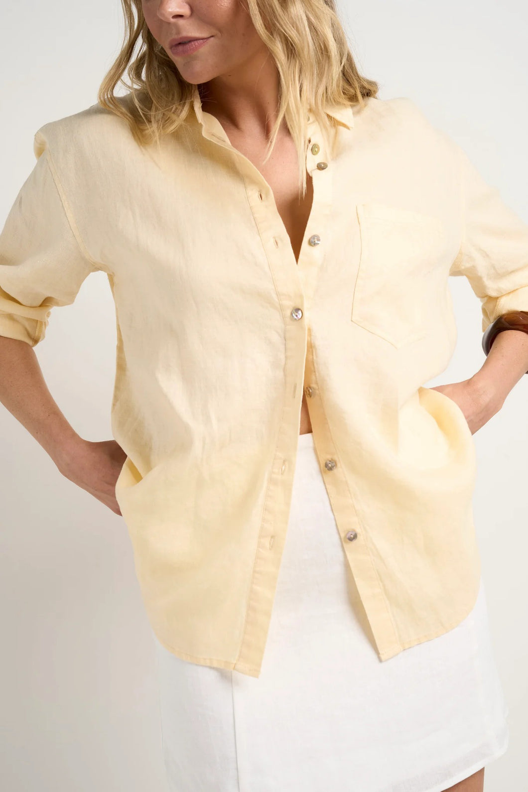 Optimum Lemon Linen Oversize Shirt