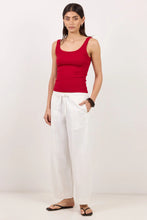 Load image into Gallery viewer, Transit White Pull On Waist Tie Barrel Leg Pants / White
