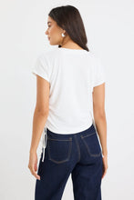 Load image into Gallery viewer, Perfect Ivory Rib Rouched Side Crop Tee
