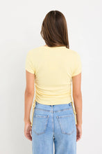 Load image into Gallery viewer, Perfect Lemon Rib Rouched Side Crop Tee
