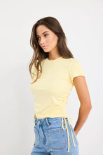 Load image into Gallery viewer, Perfect Lemon Rib Rouched Side Crop Tee
