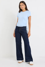 Load image into Gallery viewer, Perfect Pale Blue Rib Rouched Side Crop Tee
