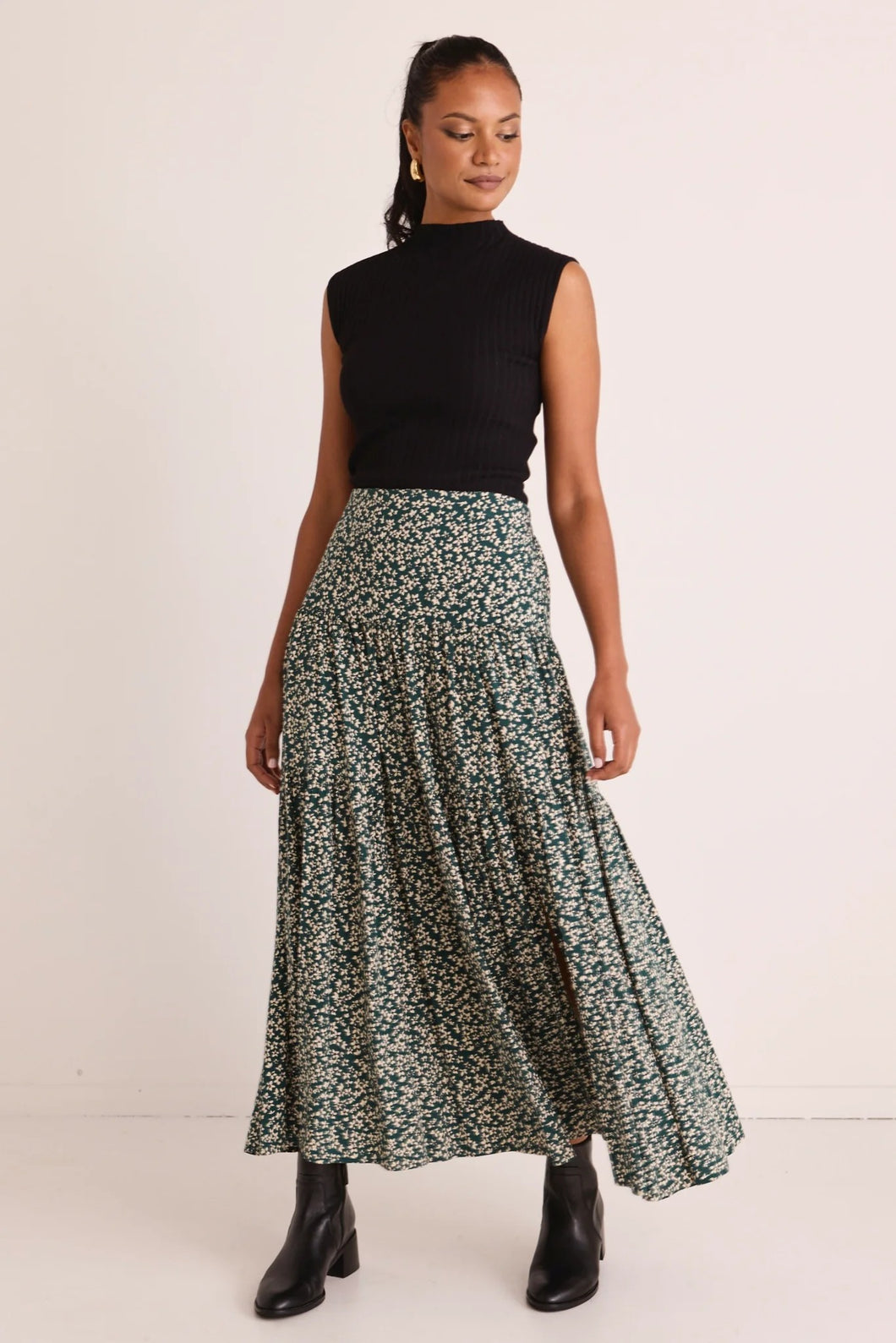 Playful Forest Ditzy  Tiered Maxi Skirt