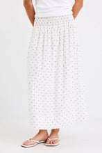 Load image into Gallery viewer, Wanderlust Cream Polka Dot Shirred Waist Maxi Skirt

