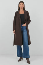 Load image into Gallery viewer, Provence Chocolate Melton Double Breasted Belted Coat
