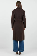 Load image into Gallery viewer, Provence Chocolate Melton Double Breasted Belted Coat
